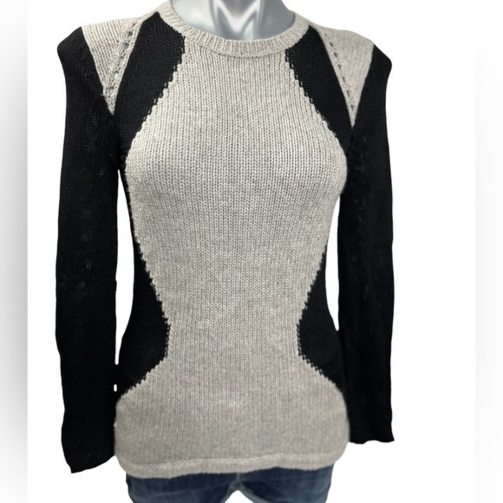 Helmut Lang black and grey color block sweater, clueless preppy